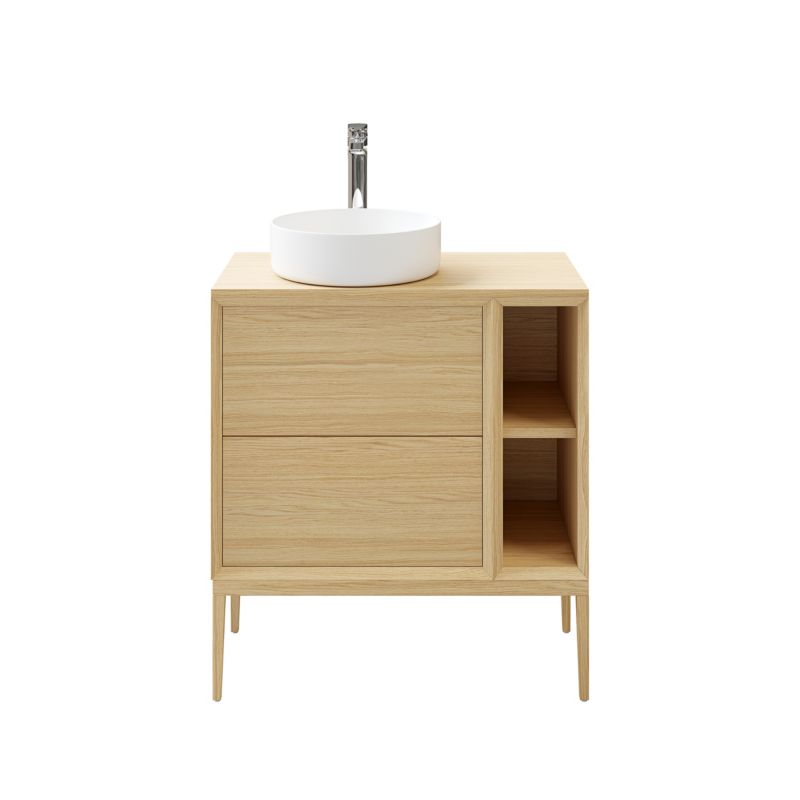 GoodHome Avela 60 cm vaskeskab med skuffer i træ