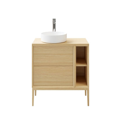 GoodHome Avela 60 cm vaskeskab med skuffer i træ