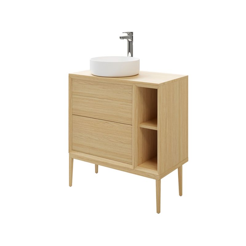 GoodHome Avela 60 cm vaskeskab med skuffer i træ