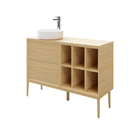 GoodHome Avela 60 cm vaskeskab med skuffer i træ
