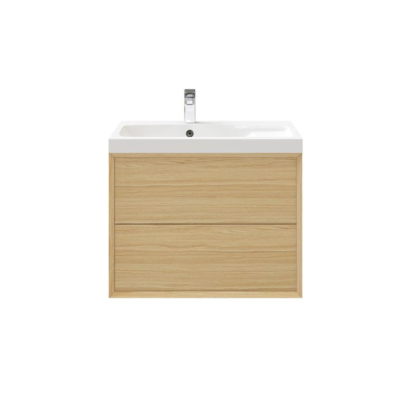 GoodHome Avela 80 cm bordmonteret vaskeskab med skuffer i træ