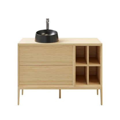 GoodHome Avela 80 cm bordmonteret vaskeskab med skuffer i træ