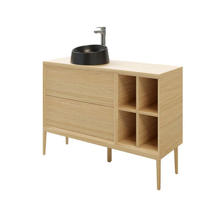 GoodHome Avela 80 cm bordmonteret vaskeskab med skuffer i træ