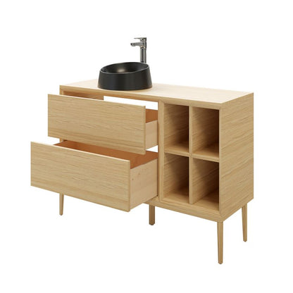 GoodHome Avela 80 cm bordmonteret vaskeskab med skuffer i træ