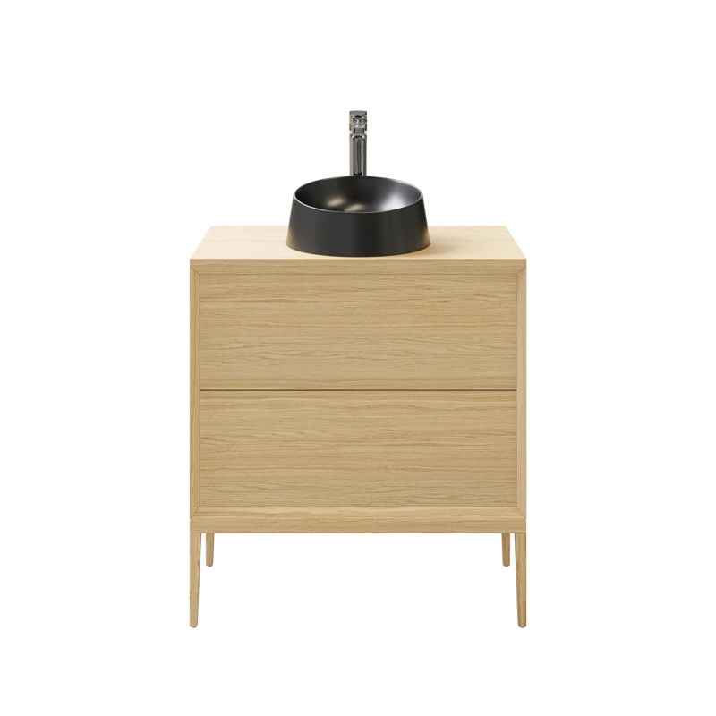 GoodHome Avela 80 cm bordmonteret vaskeskab med skuffer i træ