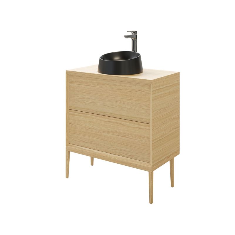 GoodHome Avela 80 cm bordmonteret vaskeskab med skuffer i træ