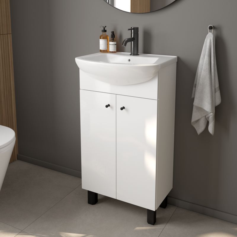 Skab med Vask 47 cm Hvid Keramisk