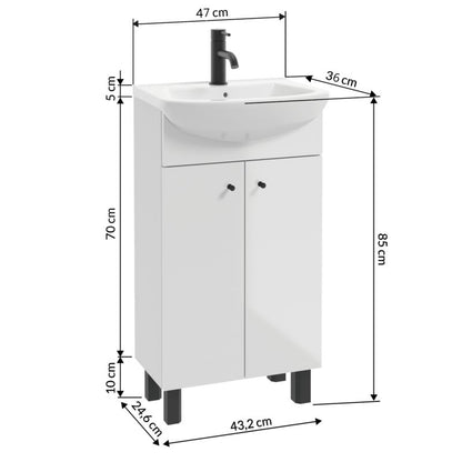 Skab med Vask 47 cm Hvid Keramisk