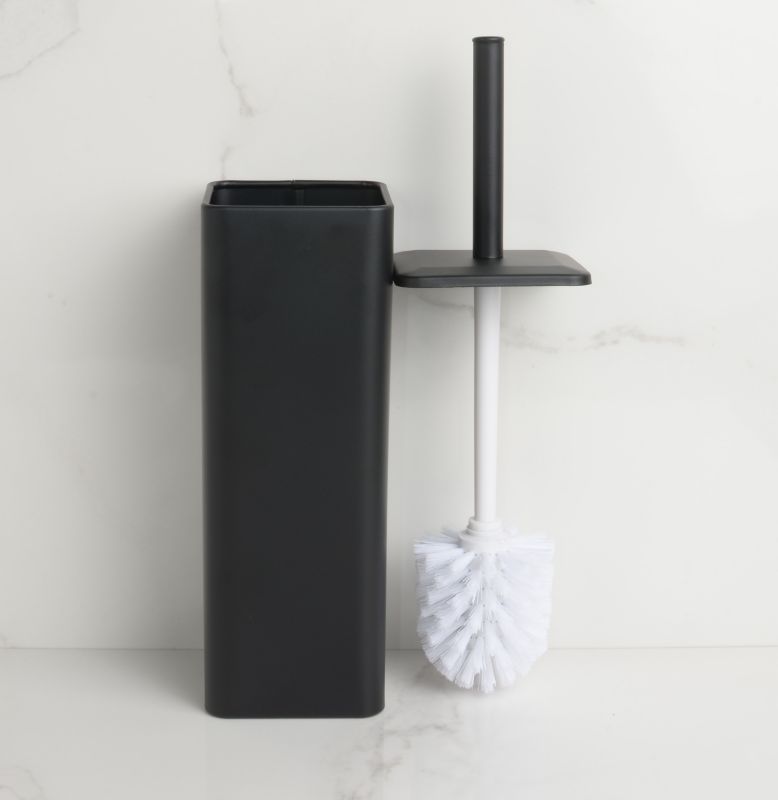 Toiletbørste Firkantet Sort Mat Stål 39x39x390 mm
