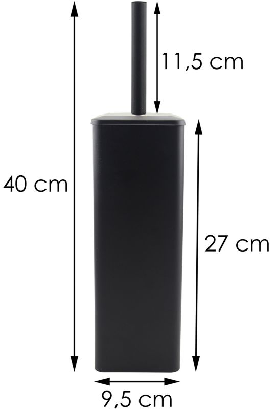 Toiletbørste Firkantet Sort Mat Stål 39x39x390 mm