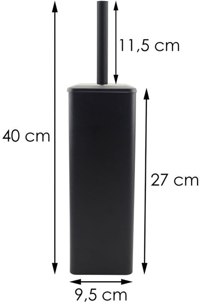 Toiletbørste Firkantet Sort Mat Stål 39x39x390 mm