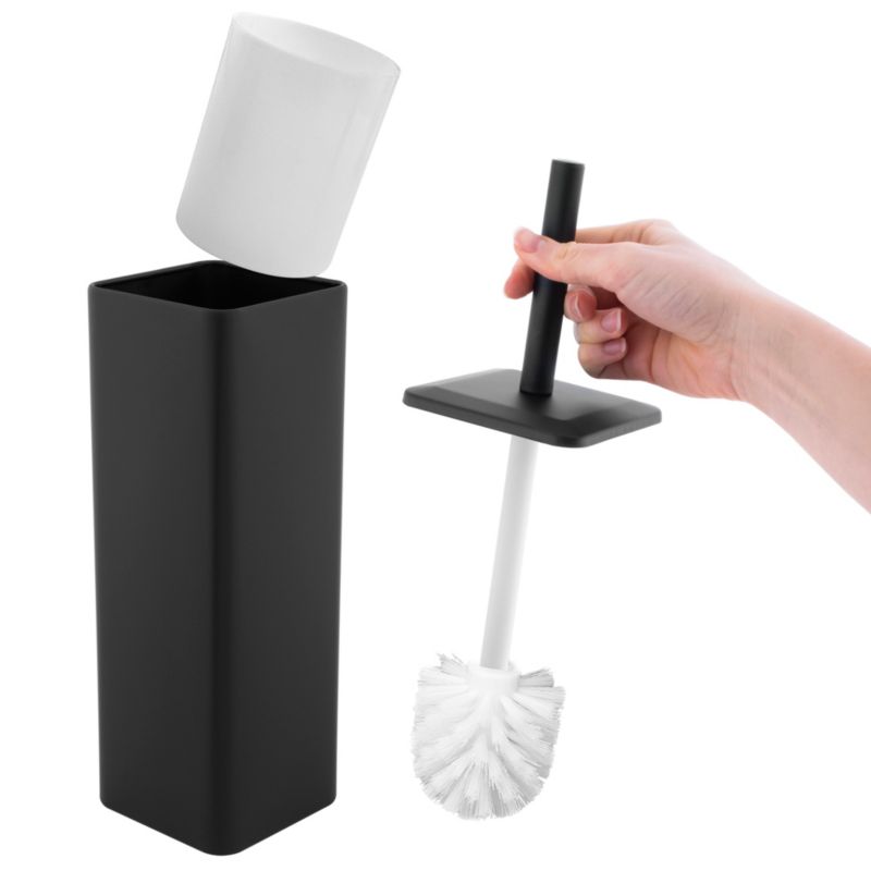 Toiletbørste Firkantet Sort Mat Stål 39x39x390 mm