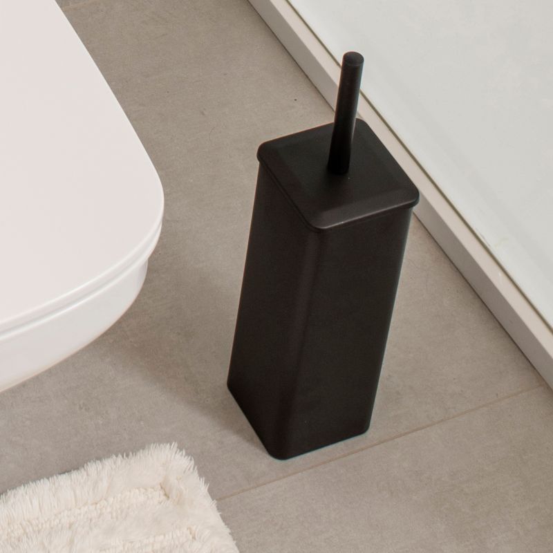 Toiletbørste Firkantet Sort Mat Stål 39x39x390 mm