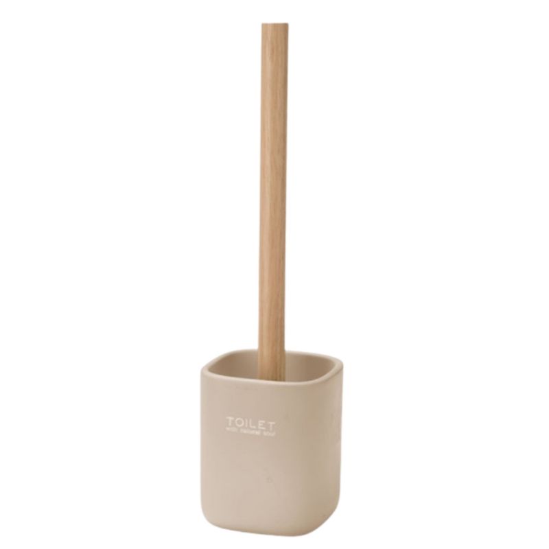 Toiletbørste Beige med Træhåndtag 9,5x9,6x37 cm