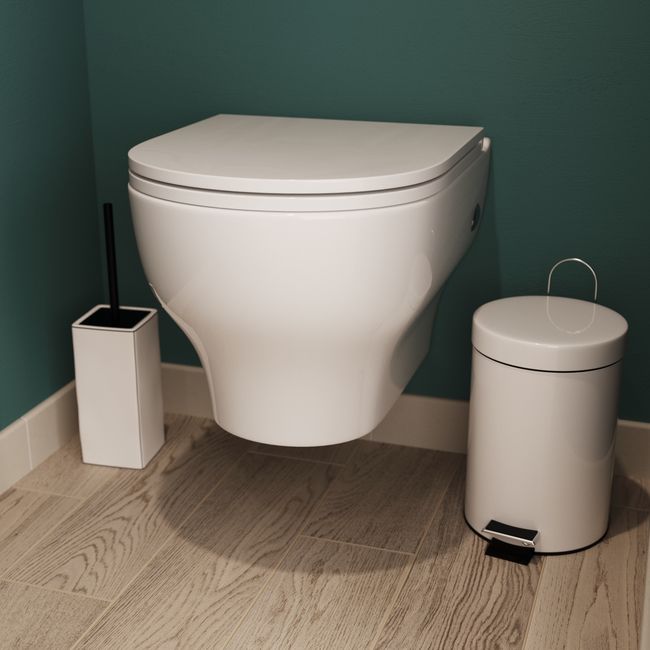 Toiletbørste Aetna Keramik Sort/Hvid Fritstående 37 cm