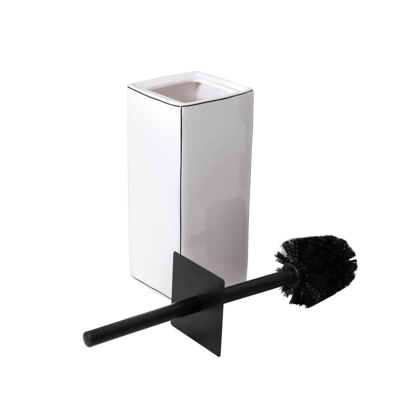 Toiletbørste Aetna Keramik Sort/Hvid Fritstående 37 cm