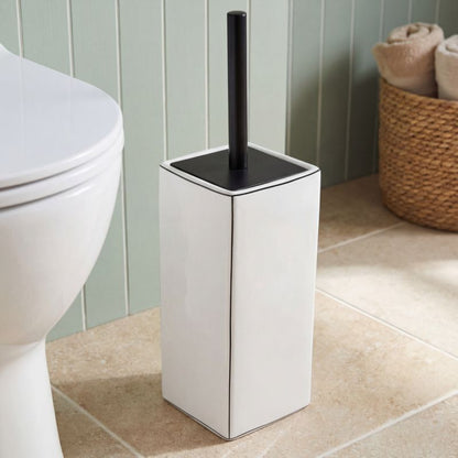 Toiletbørste Aetna Keramik Sort/Hvid Fritstående 37 cm
