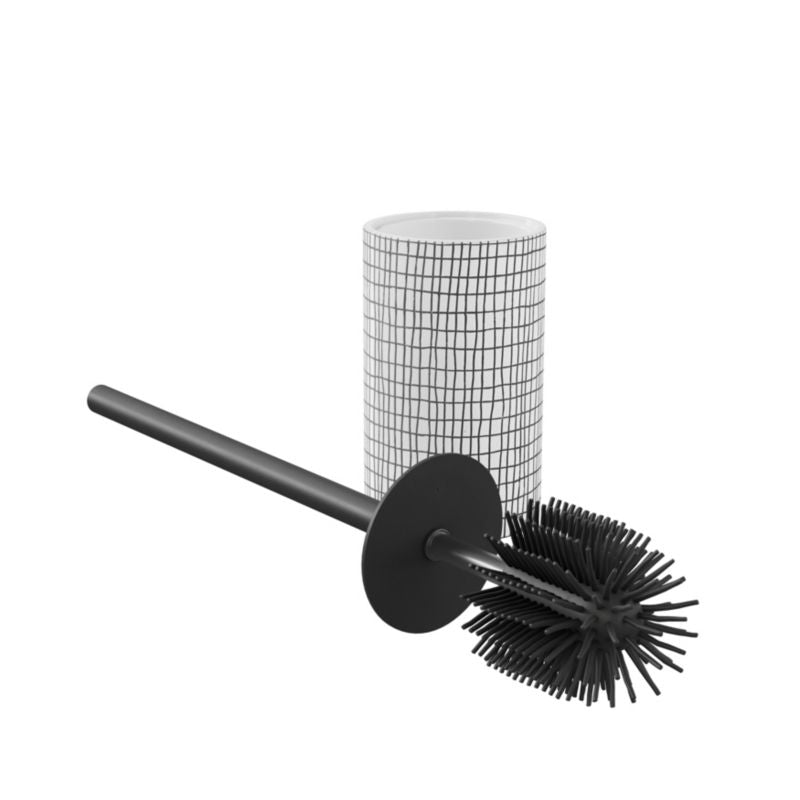 Toiletbørste Blenny Hvid/Sort Silikone Fritstående 43 cm