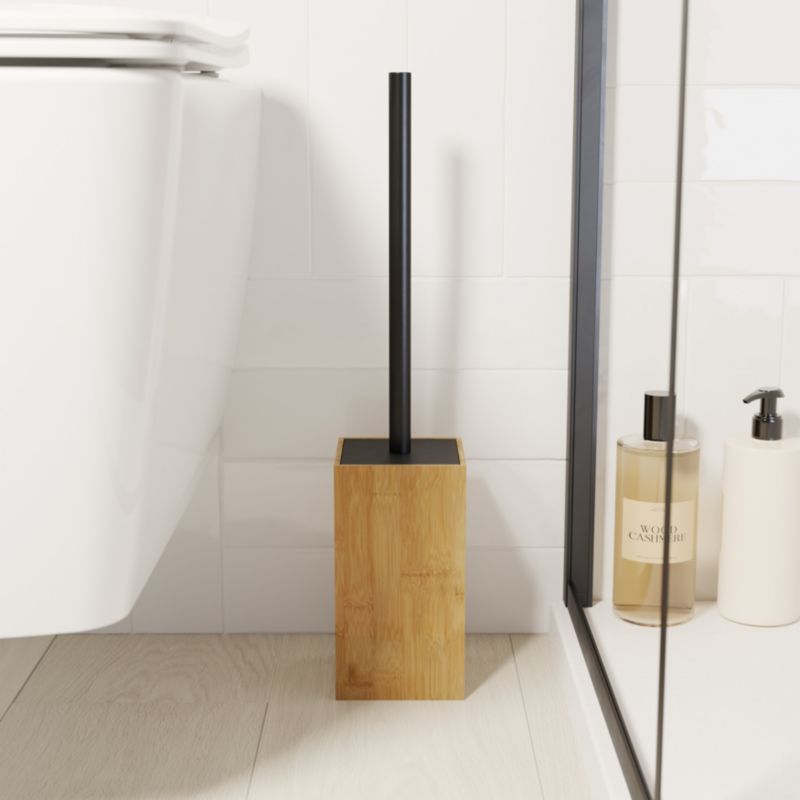 Toiletbørste Bambus Sort Keramisk 44 cm