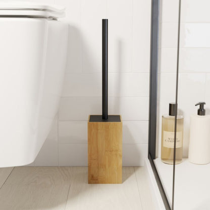 Toiletbørste Bambus Sort Keramisk 44 cm