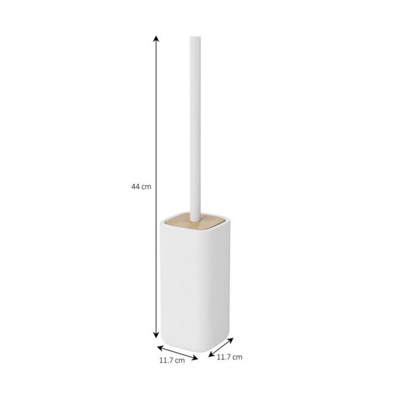 Toiletbørste Cervia Hvid Keramik og Bambus 44 cm | 5059340719153