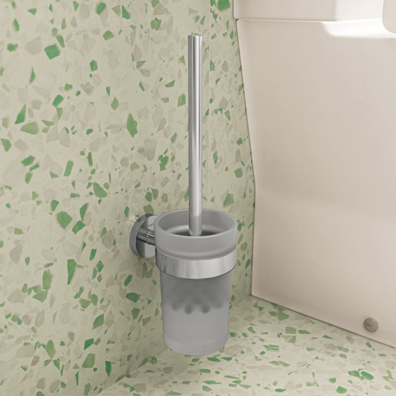 Toiletbørste Universal Vægmonteret Krom med Glasbeholder 355 mm