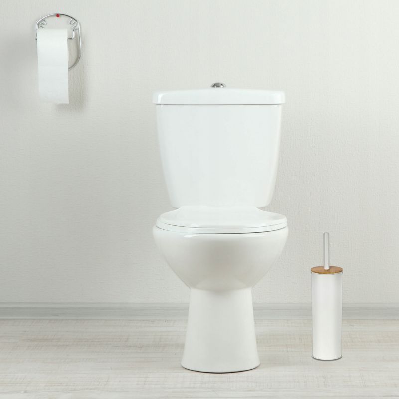 Toiletbørste Hvid 9,5x38,5 cm med Bambuslåg