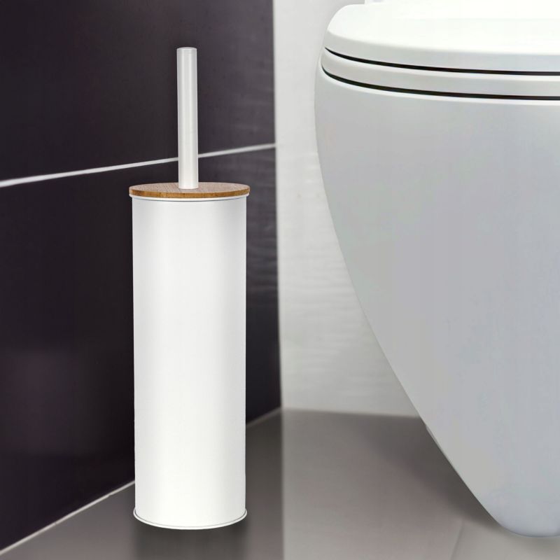 Toiletbørste Hvid 9,5x38,5 cm med Bambuslåg