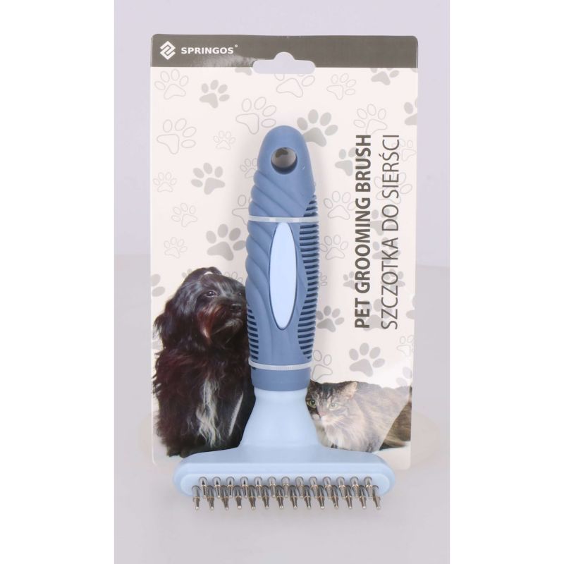 Springos stålbørste til udredning af hunde- og kattehår 14,5 cm blå 1 stk.