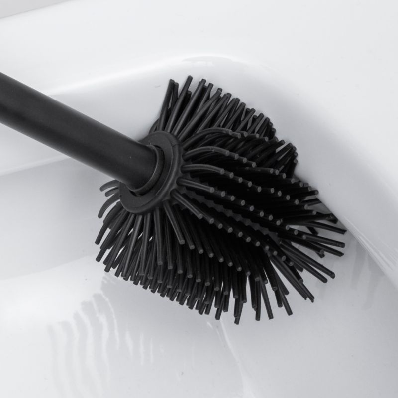Silikone toiletbørste sort mat med metalbeholder 36,5 cm