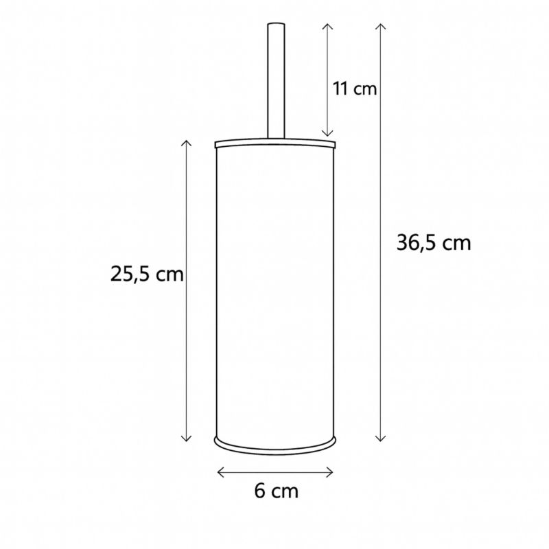 Silikone toiletbørste sort mat med metalbeholder 36,5 cm