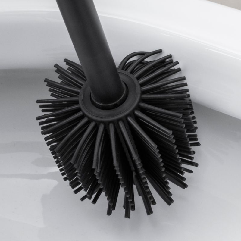 Silikone toiletbørste sort mat med metalbeholder 36,5 cm