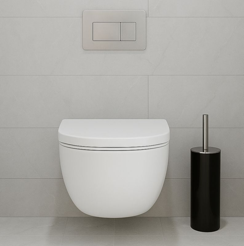Toiletbørste Alba Sort med Lukket Holder 37 cm
