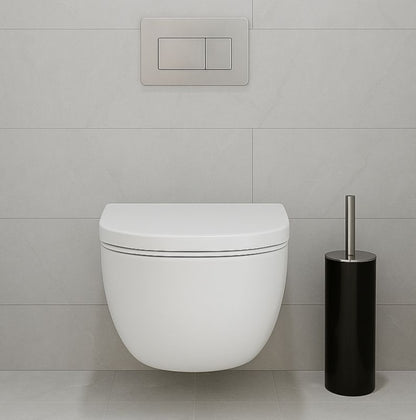 Toiletbørste Alba Sort med Lukket Holder 37 cm