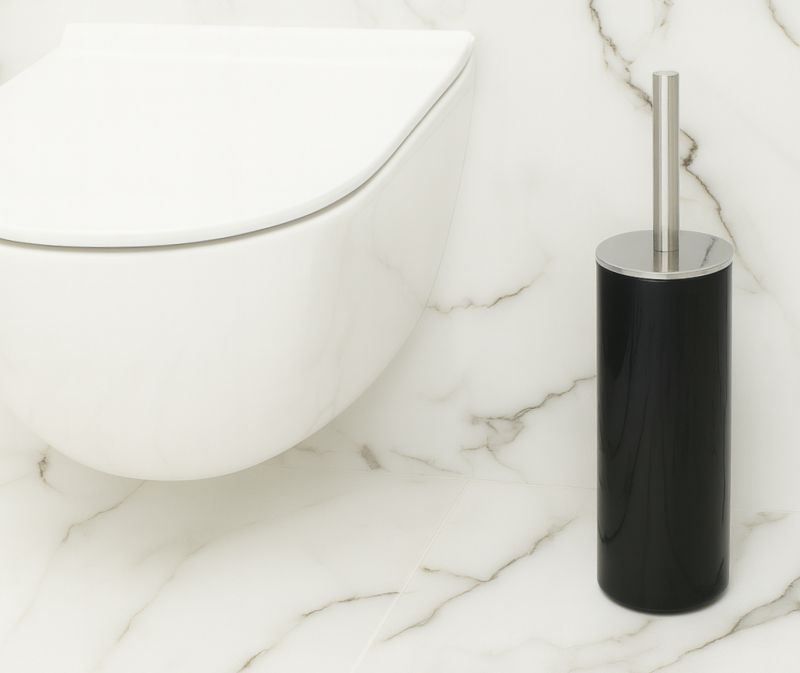 Toiletbørste Alba Sort med Lukket Holder 37 cm