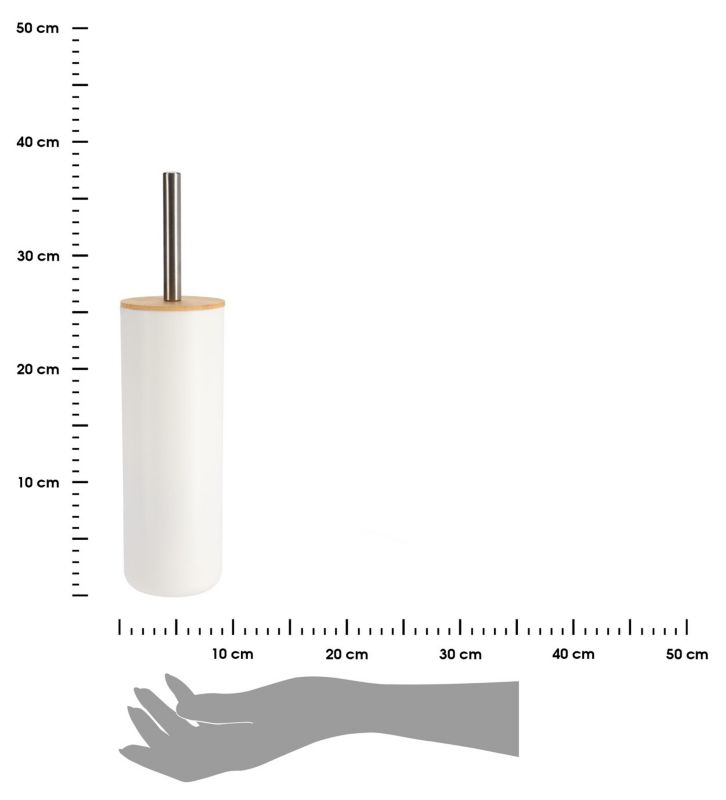 Toiletbørste Bambus Hvid Fritstående 37 cm