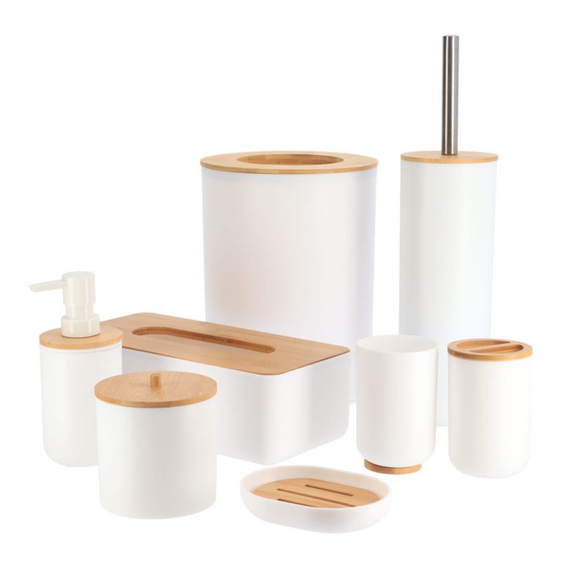 Toiletbørste Bambus Hvid Fritstående 37 cm