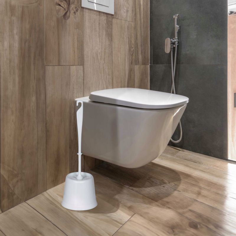 Toiletbørste med Holder Hvid Plastik 38 cm