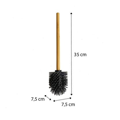 Toiletbørste Bambus Silikone Sort Hoved 35 cm