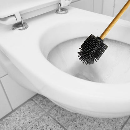 Toiletbørste Bambus Silikone Sort Hoved 35 cm
