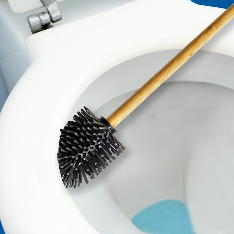 Toiletbørste Bambus Silikone Sort Hoved 35 cm