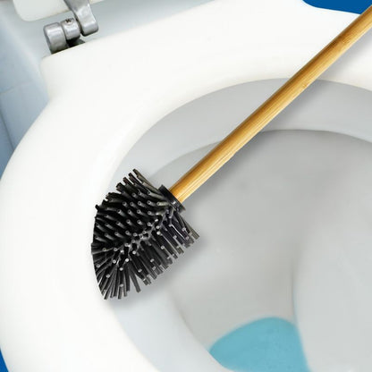Toiletbørste Bambus Silikone Sort Hoved 35 cm