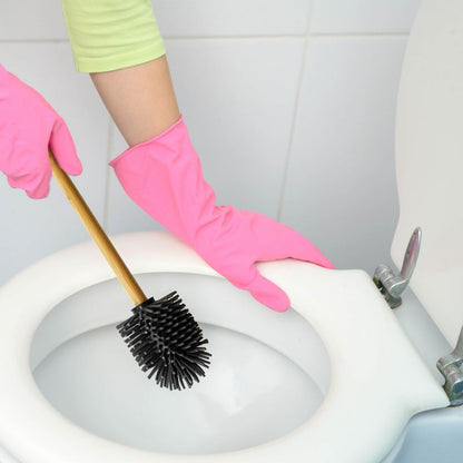 Toiletbørste Bambus Silikone Sort Hoved 35 cm