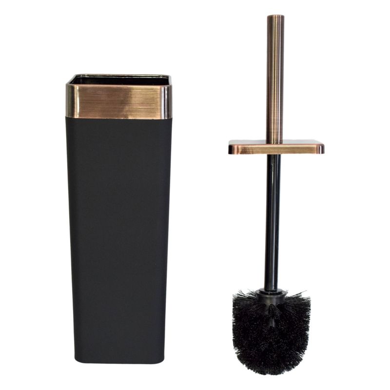 Toiletbørste Sort med Kobberdetaljer 9,2x9,2x36,6 cm