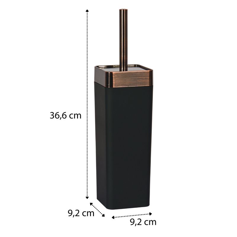 Toiletbørste Sort med Kobberdetaljer 9,2x9,2x36,6 cm