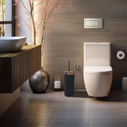 Toiletbørste Sort med Kobberdetaljer 9,2x9,2x36,6 cm