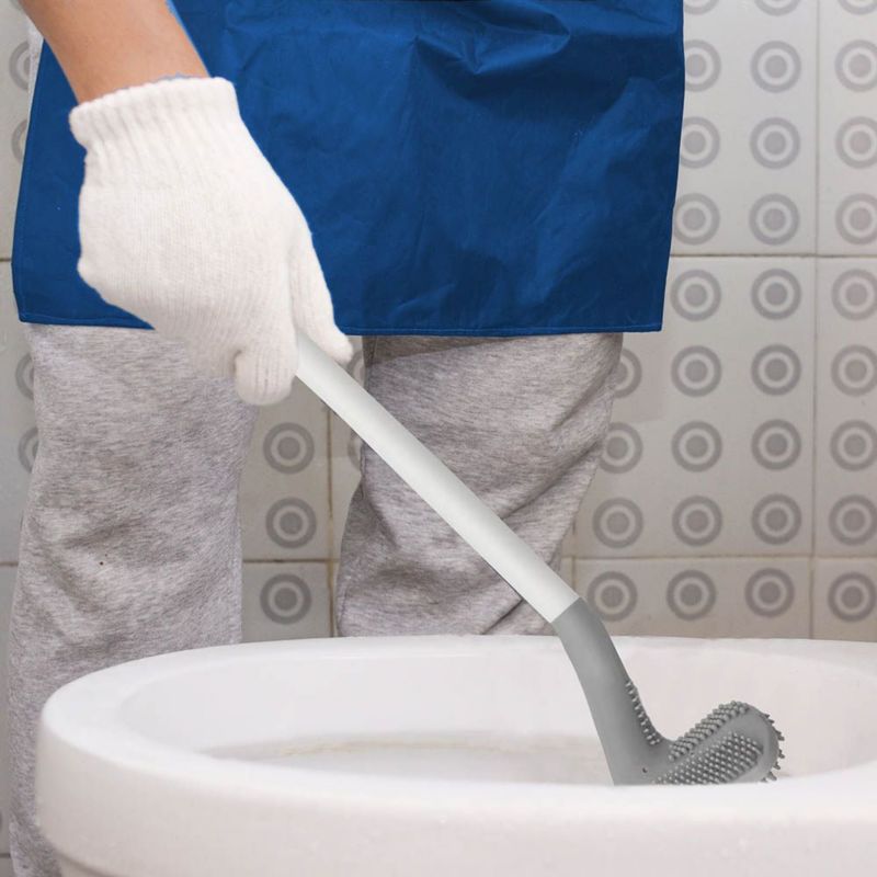 Væghængt Toiletbørste Selvrensende Hvid-Grå med Beholder 1 stk.