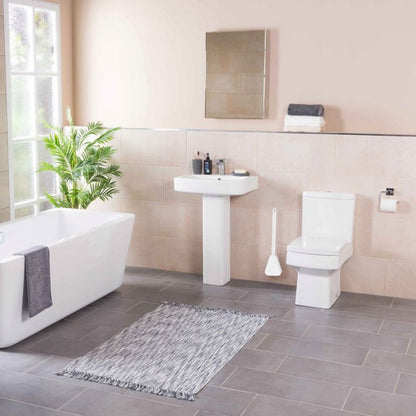 Væghængt Toiletbørste Selvrensende Hvid-Grå med Beholder 1 stk.