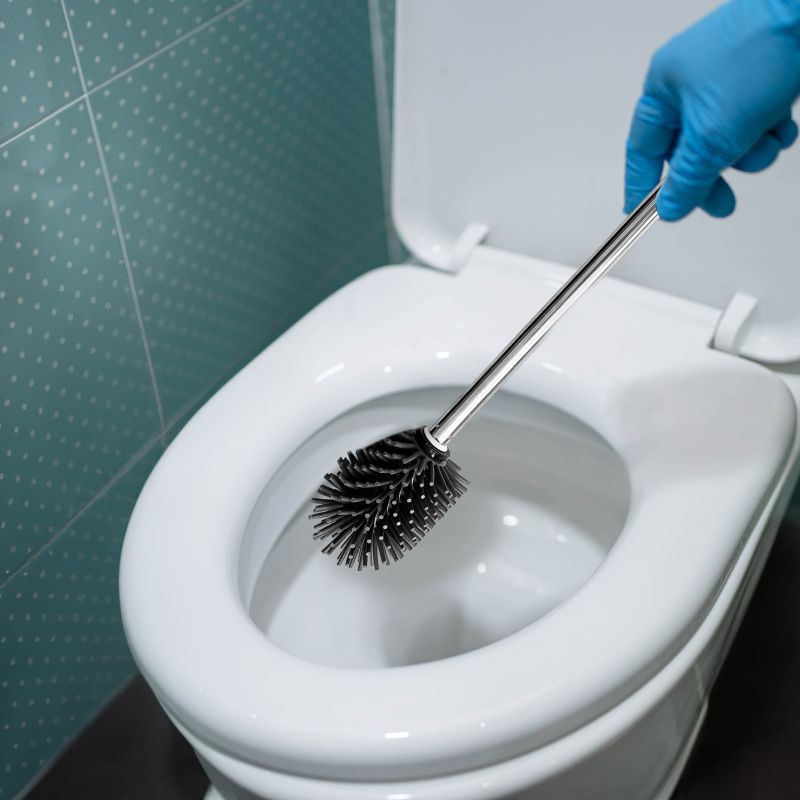 Toiletbørste Sepio Silikone Selvrensende Sølv 36 cm