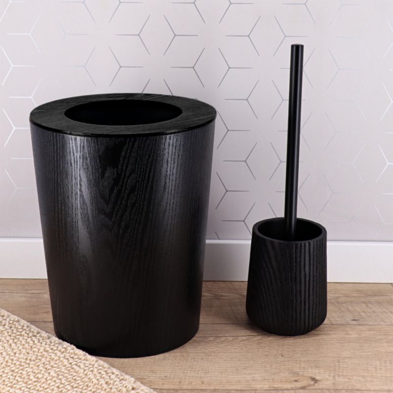 Fritstående Toiletbørste Firkantet Sort 10,5x10,5x36 cm